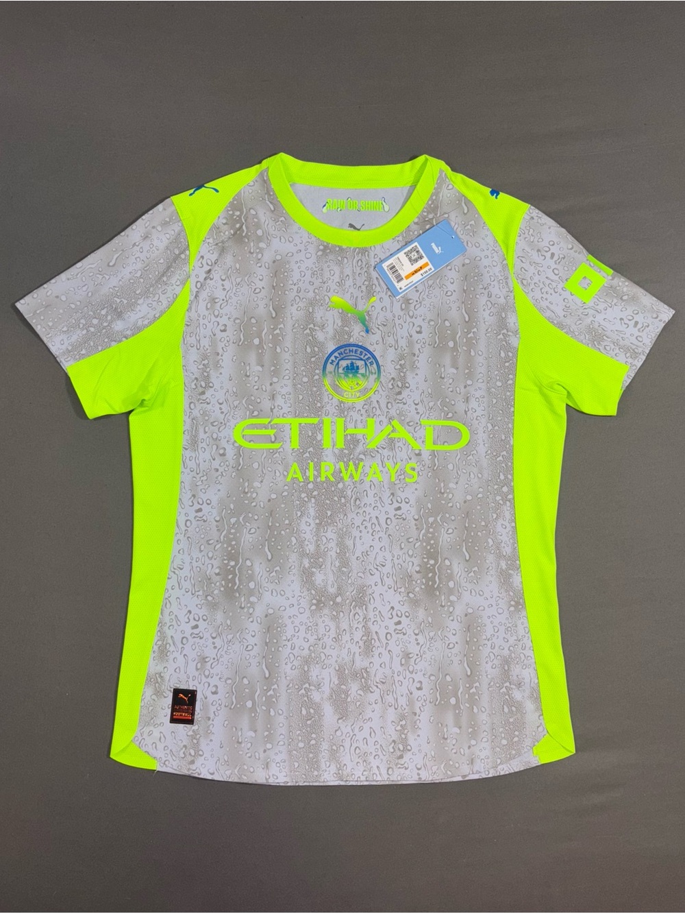 Men’s Puma Manchester City FC Third Authentic Soccer Jersey Silver Size SMALL